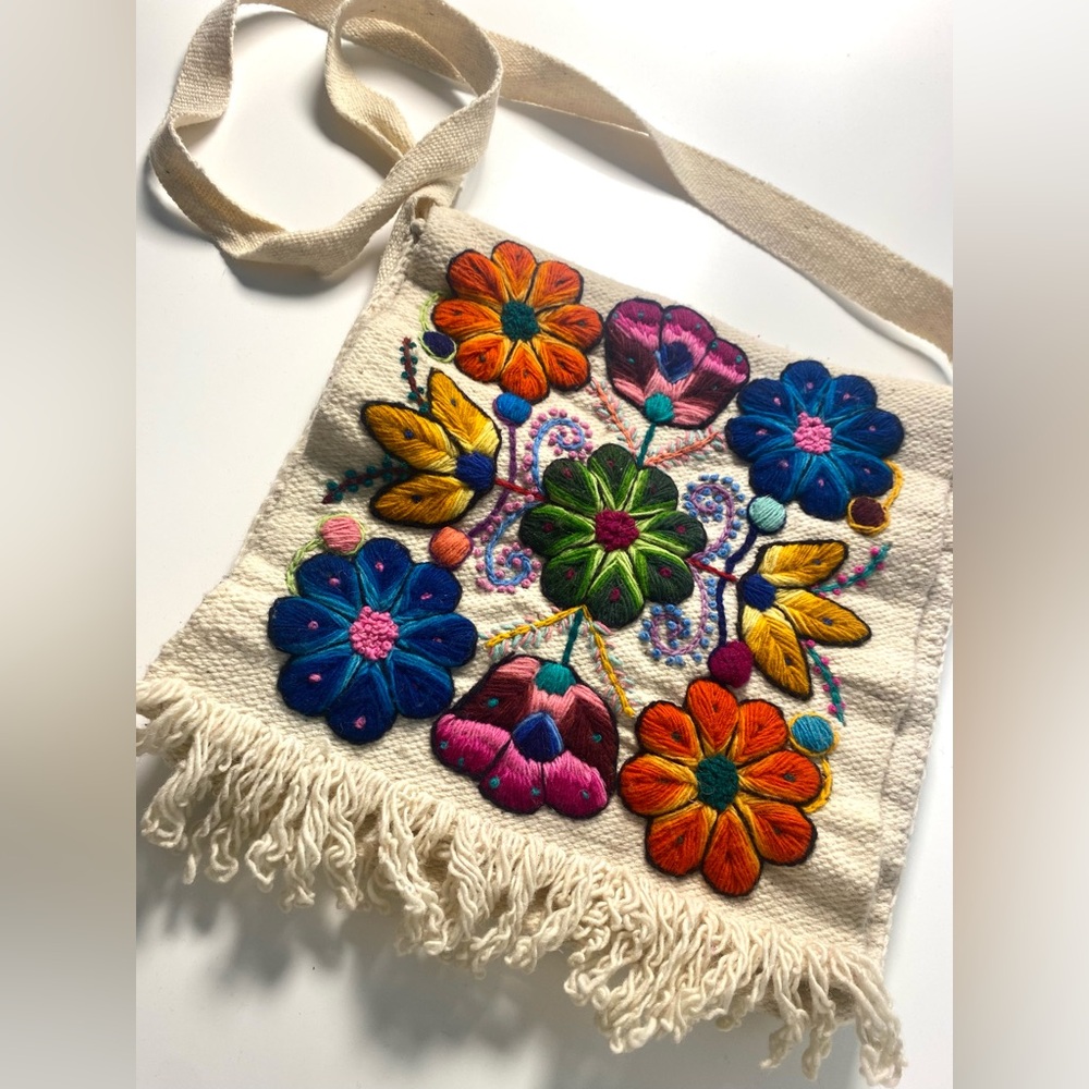 Handmade Wool Boho Embroidered Cross Body